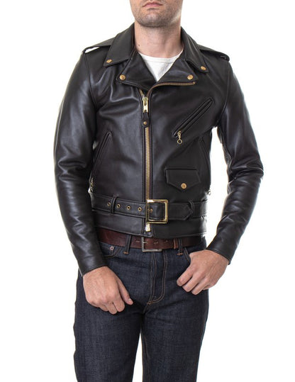 Schott 613 Men's One Star Perfecto Leather Motorcycle Jacket - Brown - Dudes Boutique