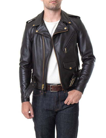 Schott 613 Men's One Star Perfecto Leather Motorcycle Jacket - Brown - Dudes Boutique