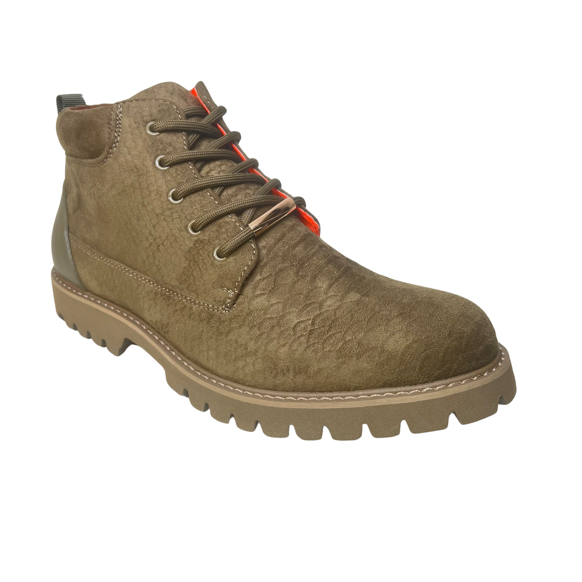 Tayno Paxton Olive PU Suede Python Print Boots - Dudes Boutique
