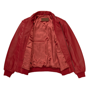 Kashani Red Lambskin Bomber Jacket - Dudes Boutique