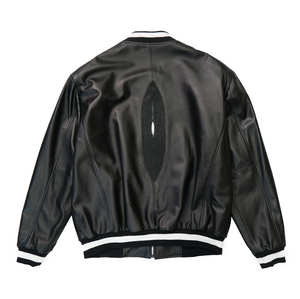 Kashani Black Stingray Lined Lambskin MA-1 Bomber Jacket - Dudes Boutique