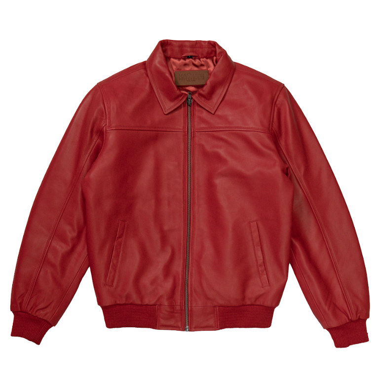 Kashani Red Lambskin Bomber Jacket - Dudes Boutique