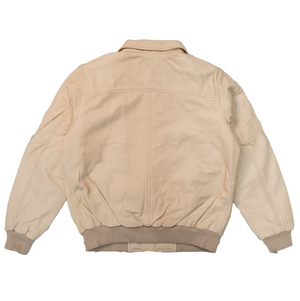 Kashani Cream Lambskin Bomber Jacket - Dudes Boutique