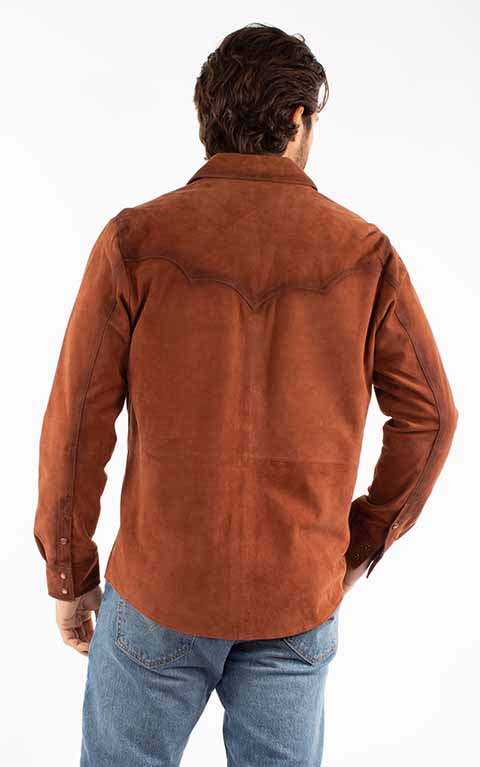 Scully Men’s Rust Suede Button-Up Snap Shirt