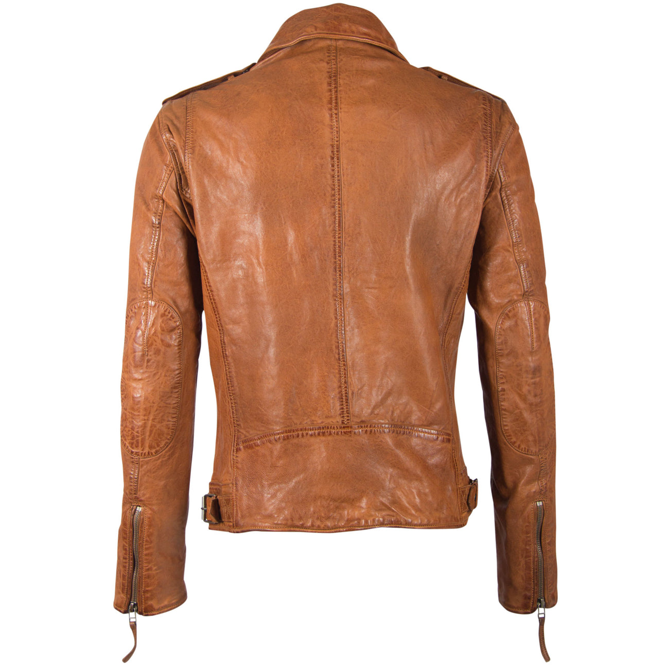 Mauritius Men's Cognac Malic RF Leather Motorcycle Jacket - Dudes Boutique