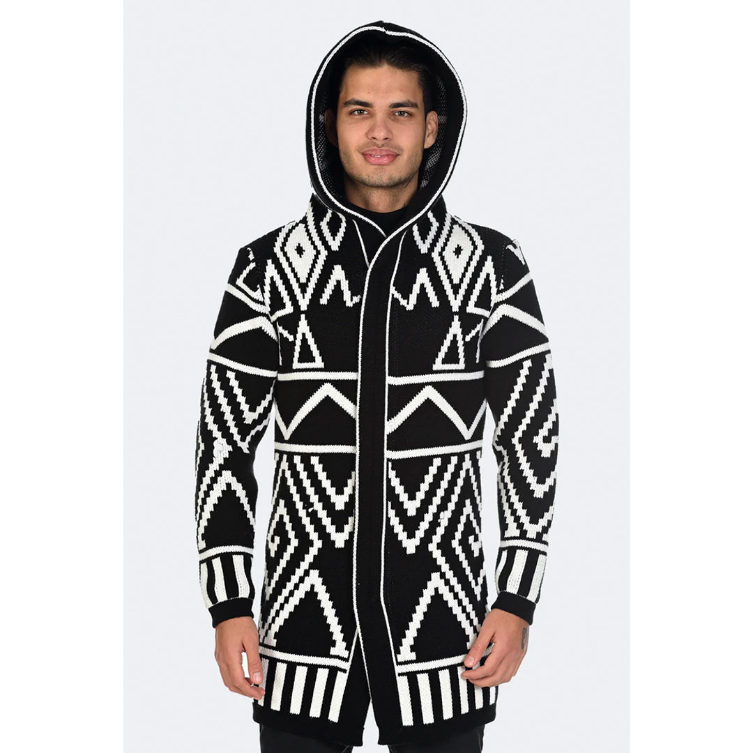 LCR Men's Black Dimensional Knit Hooded Sweater - Dudes Boutique