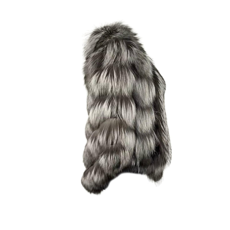 Temer Ladies Silver Fox Fur Poncho - Dudes Boutique