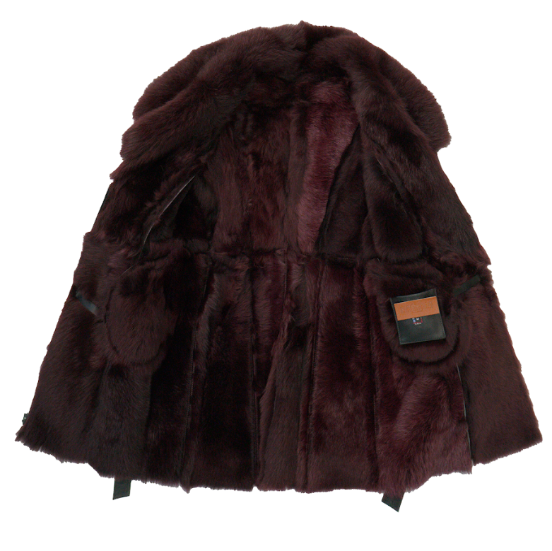 Kashani Women's Black / Burgundy Toscana Shearling Trench Coat - Dudes Boutique