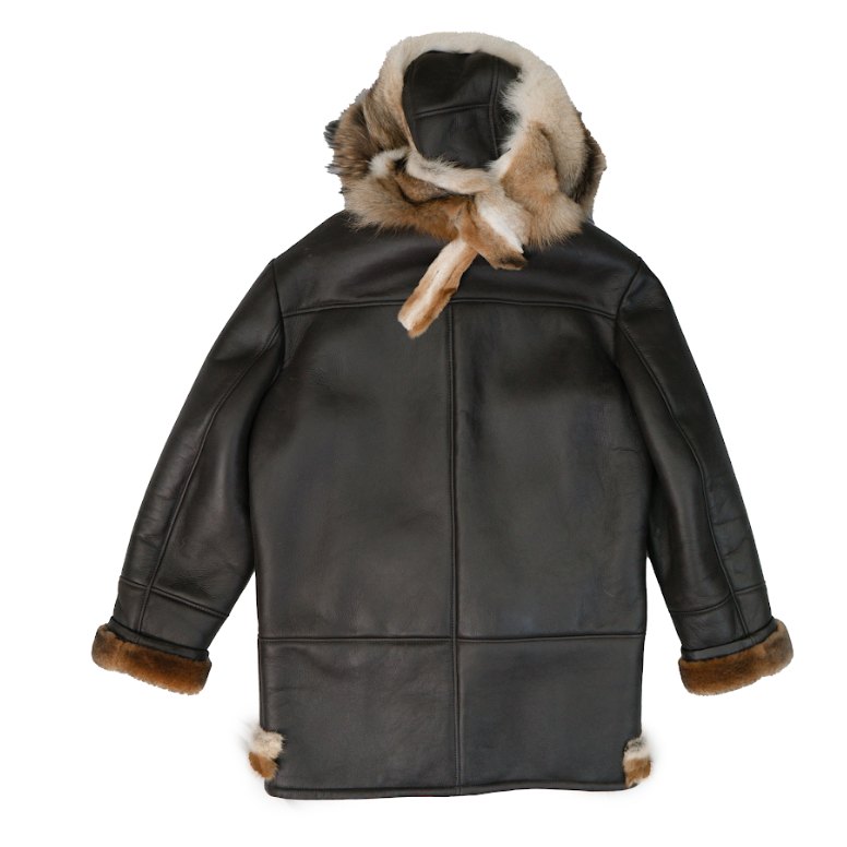 Kashani Coyote Hooded Shearling Trench Coat - Dudes Boutique