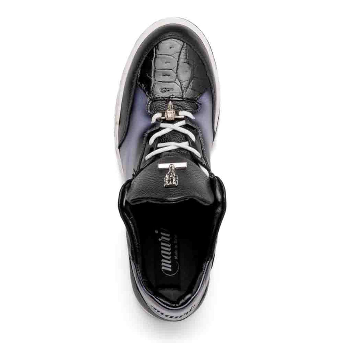 Mauri 8423 Ghost Black/White Dirty Black Baby Crocodile & Nappa Sneakers - Dudes Boutique