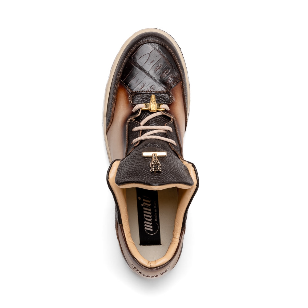 Mauri 8423 Baby Crocodile & Nappa Sneakers Sport Rust / Dune Dirty Gold - Dudes Boutique