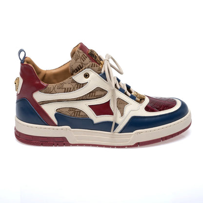 Mauri 8435 Nappa / Baby Crocodile / Double M Fabric Sneakers Blue / Ruby Red / Beige