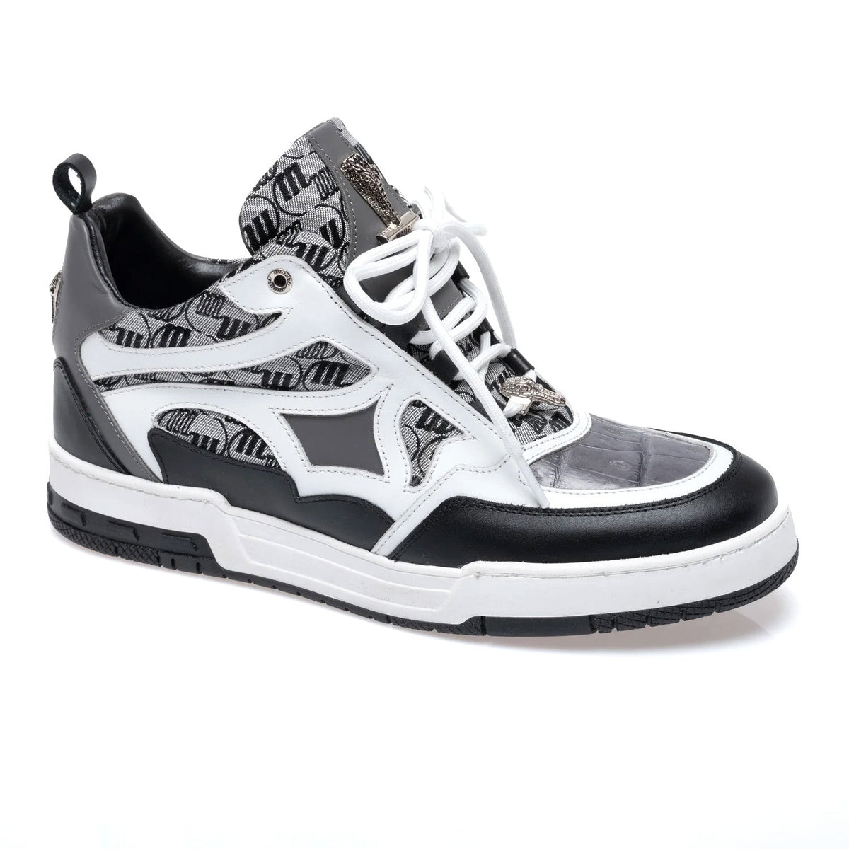 Mauri 8435 Nappa / Baby Crocodile / Double M Fabric Sneakers Black / Medium Grey / White