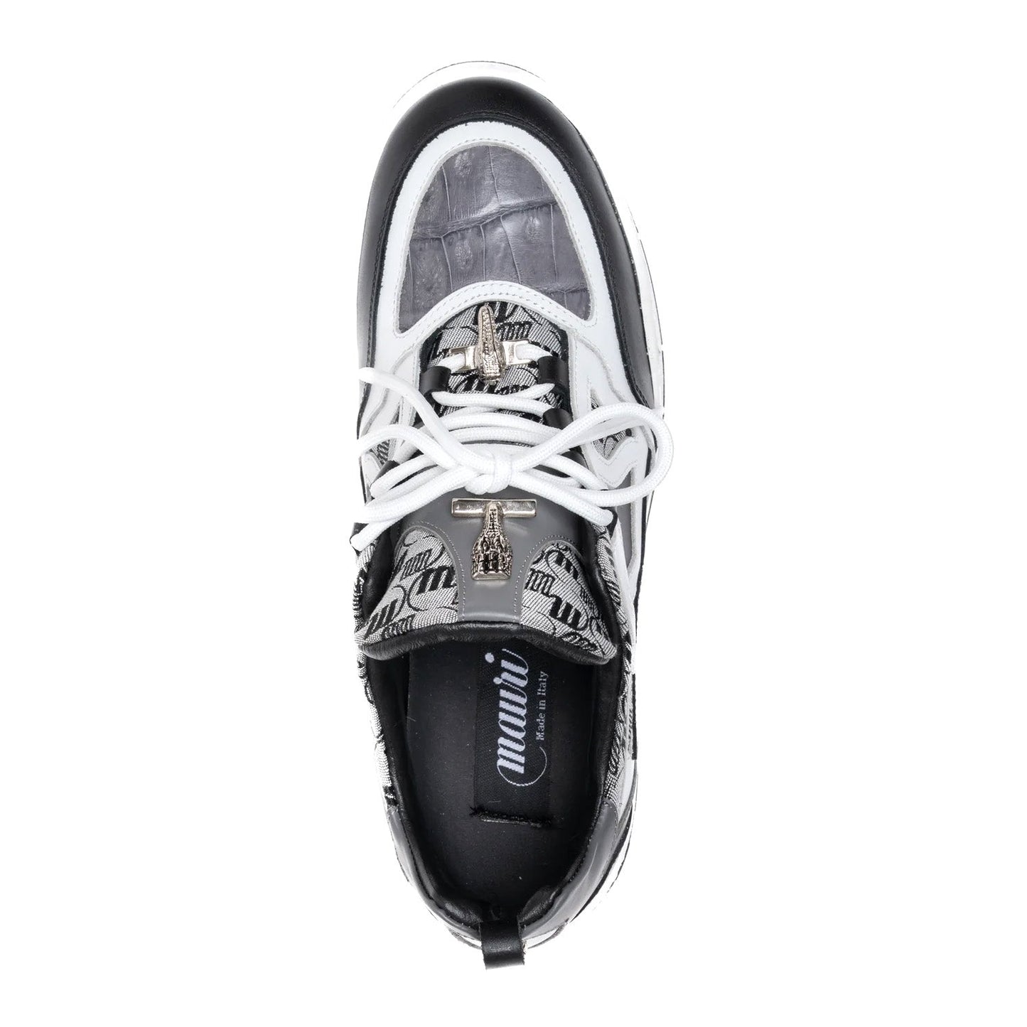 Mauri 8435 Nappa / Baby Crocodile / Double M Fabric Sneakers Black / Medium Grey / White