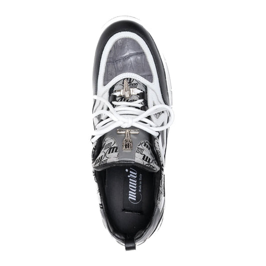 Mauri 8435 Nappa / Baby Crocodile / Double M Fabric Sneakers Black / Medium Grey / White