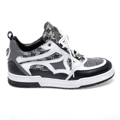 Mauri 8435 Nappa / Baby Crocodile / Double M Fabric Sneakers Black / Medium Grey / White