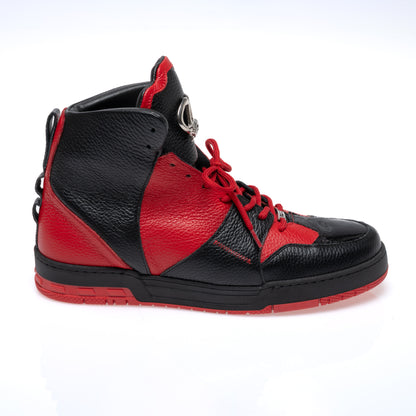 Mauri 8471/2 Black/Red Leather Crocodile Toe Sneakers