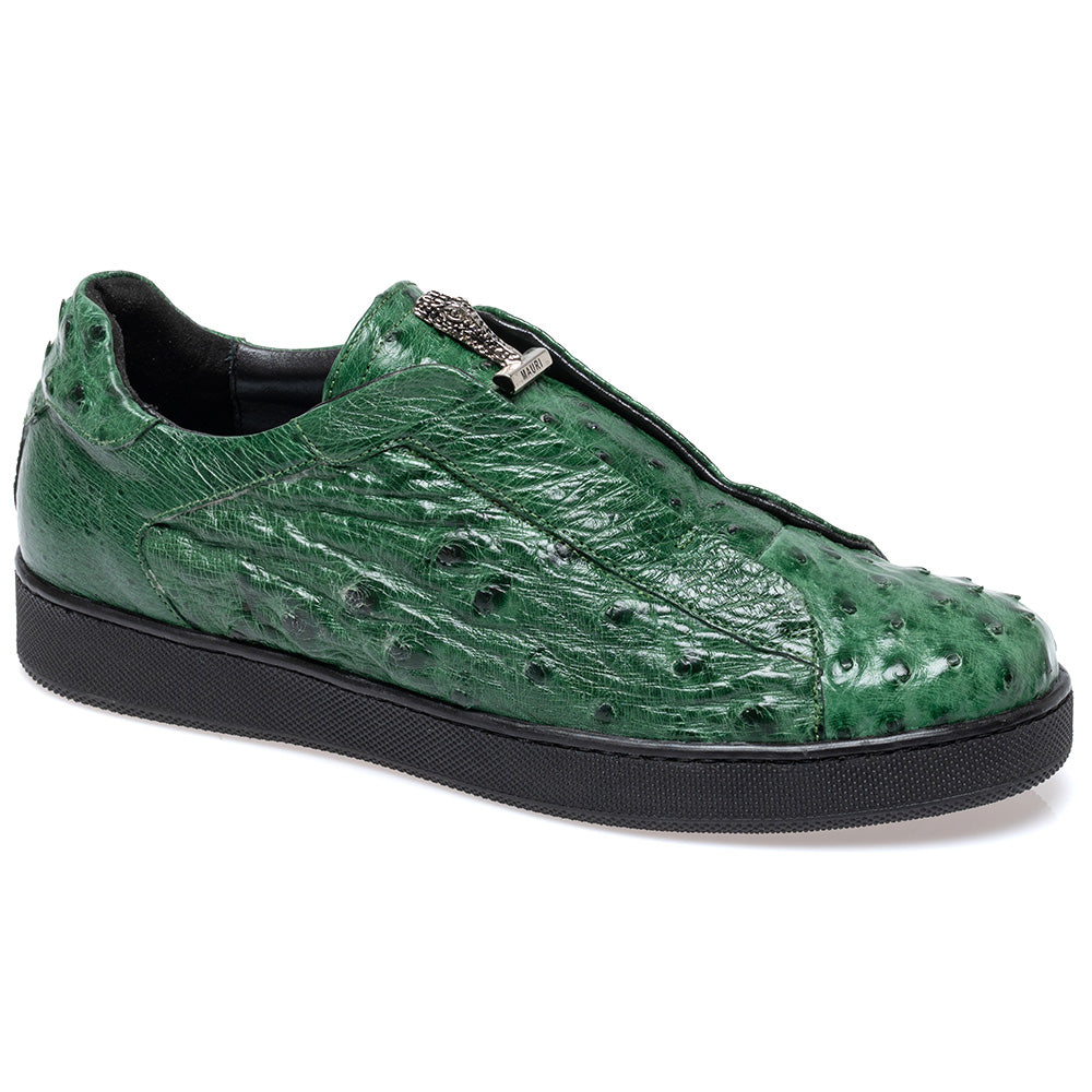 Mauri 8478/16 Hunter Green Ostrich Slip-On Sneakers
