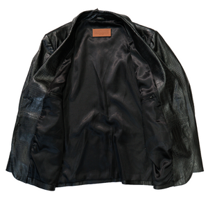 Kashani Black Alligator Embossed Lambskin Blazer - Dudes Boutique