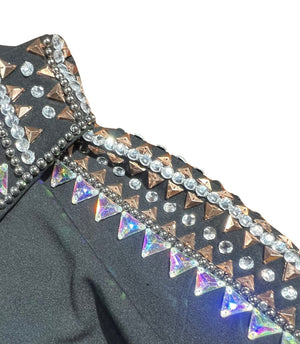 Kashani Black Royal Hyper Crystal Button-Up Zip Shirt - Dudes Boutique