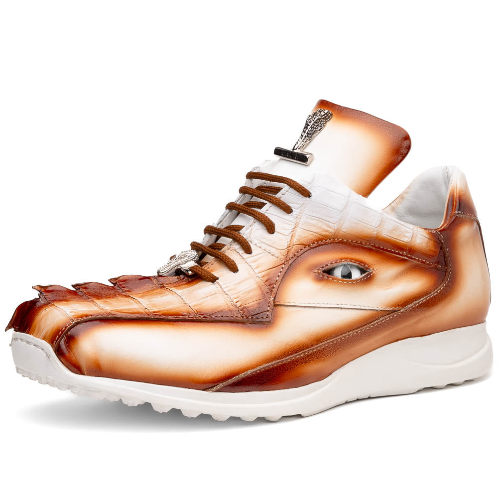 Mauri 8596/4 White / Dirty Cognac Hazard Hornback & Nappa Sneaker - Dudes Boutique