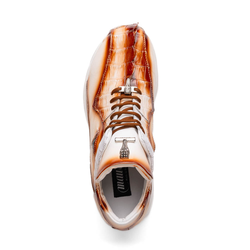 Mauri 8596/4 White / Dirty Cognac Hazard Hornback & Nappa Sneaker - Dudes Boutique