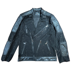 Barocco Men's Moto Black Fully Loaded Crystal Biker Jacket - Dudes Boutique