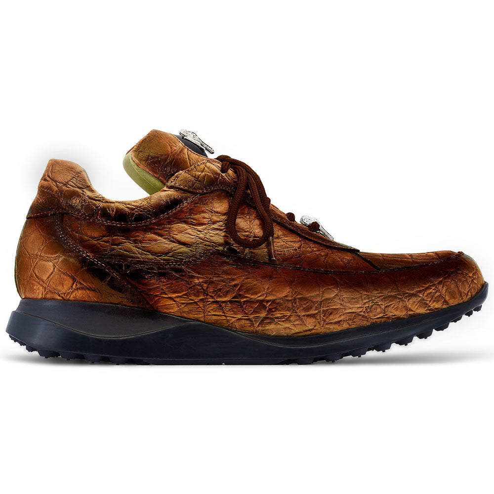 Mauri 8900/2 Alligator Sneakers Cognac Dirty Gold - Dudes Boutique