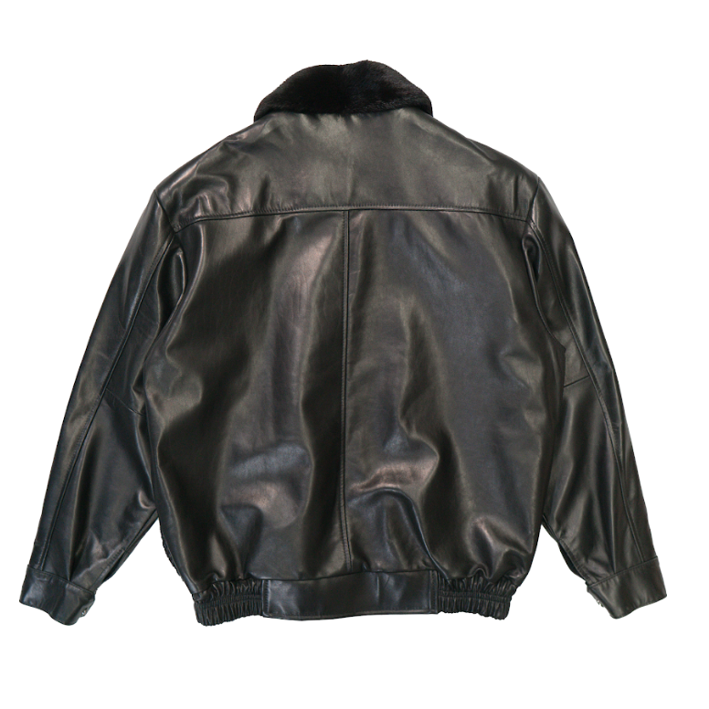 Kashani Black Python / Mink Collar Lambskin Bomber Jacket - Dudes Boutique