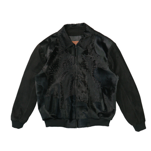 Kashani Black Swahara Karakul Sheep Suede Bomber Jacket - Dudes Boutique