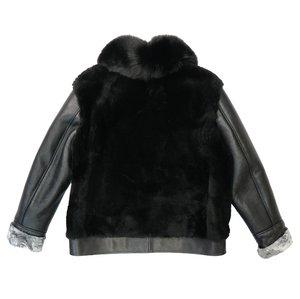 Kashani Grey Persian Lamb / Fox Fur Collar Jacket - Dudes Boutique