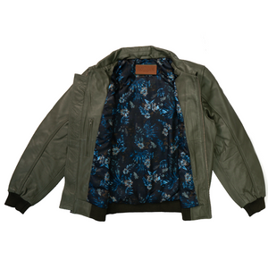 Kashani Forest Green Lambskin Bomber Jacket - Dudes Boutique