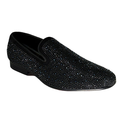La Milano Irving black leather crystal loafers