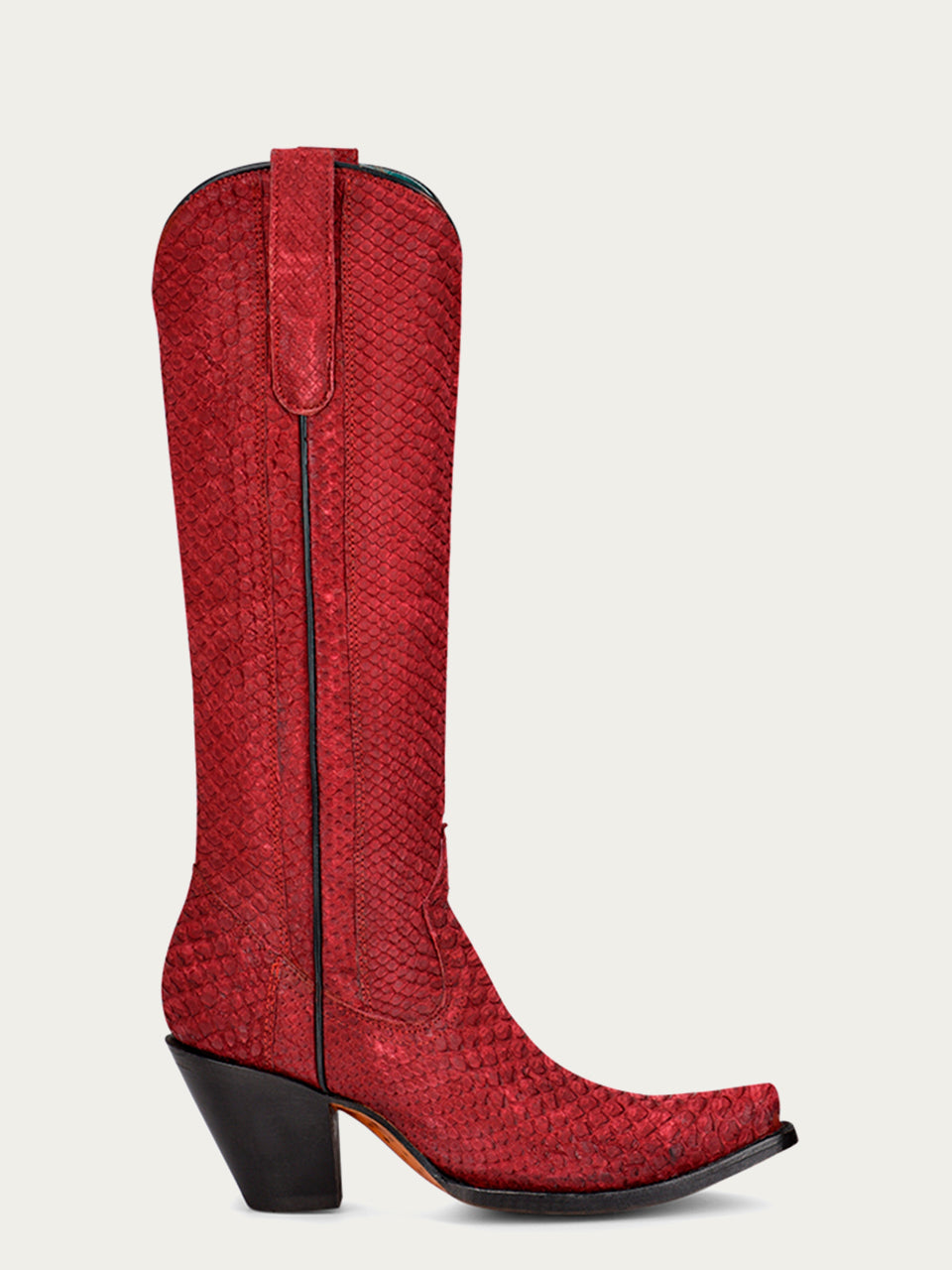 Corral Women's Genuine Red Full Python Tall Top Snip Toe Cowboy Boot - Dudes Boutique