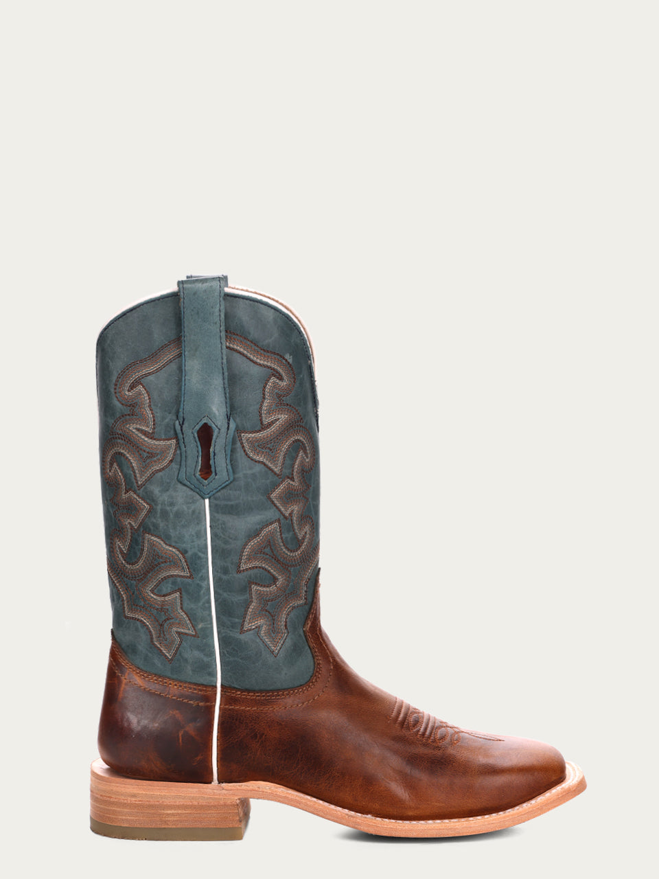 Corral Men's Blue & Honey Embroidered Wide Square Toe Cowboy Boots - Dudes Boutique