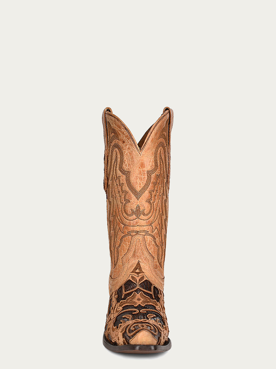 Corral Men's Chocolate Alligator Inlay Embroidered Snip Toe Cowboy Boots - Dudes Boutique