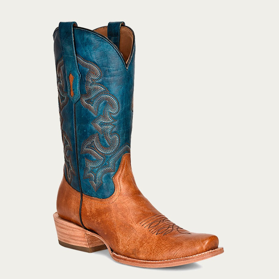 Corral Men's Navy Blue Embroidered Horseman Toe Cowboy Boots - Dudes Boutique