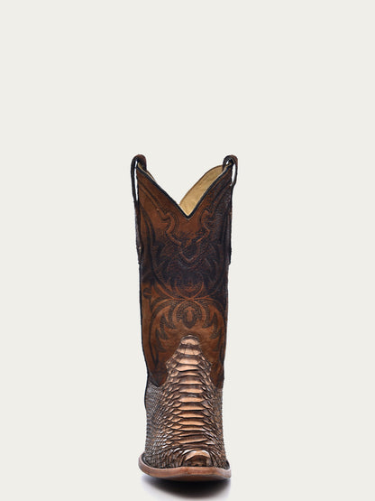 Corral Men's Embroidered Lamb Shaft Python Snip Toe Cowboy Boots - Dudes Boutique