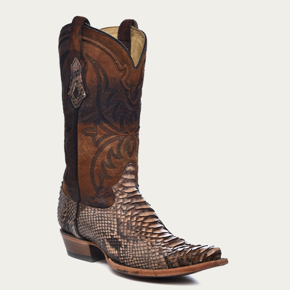 Corral Men's Embroidered Lamb Shaft Python Snip Toe Cowboy Boots - Dudes Boutique