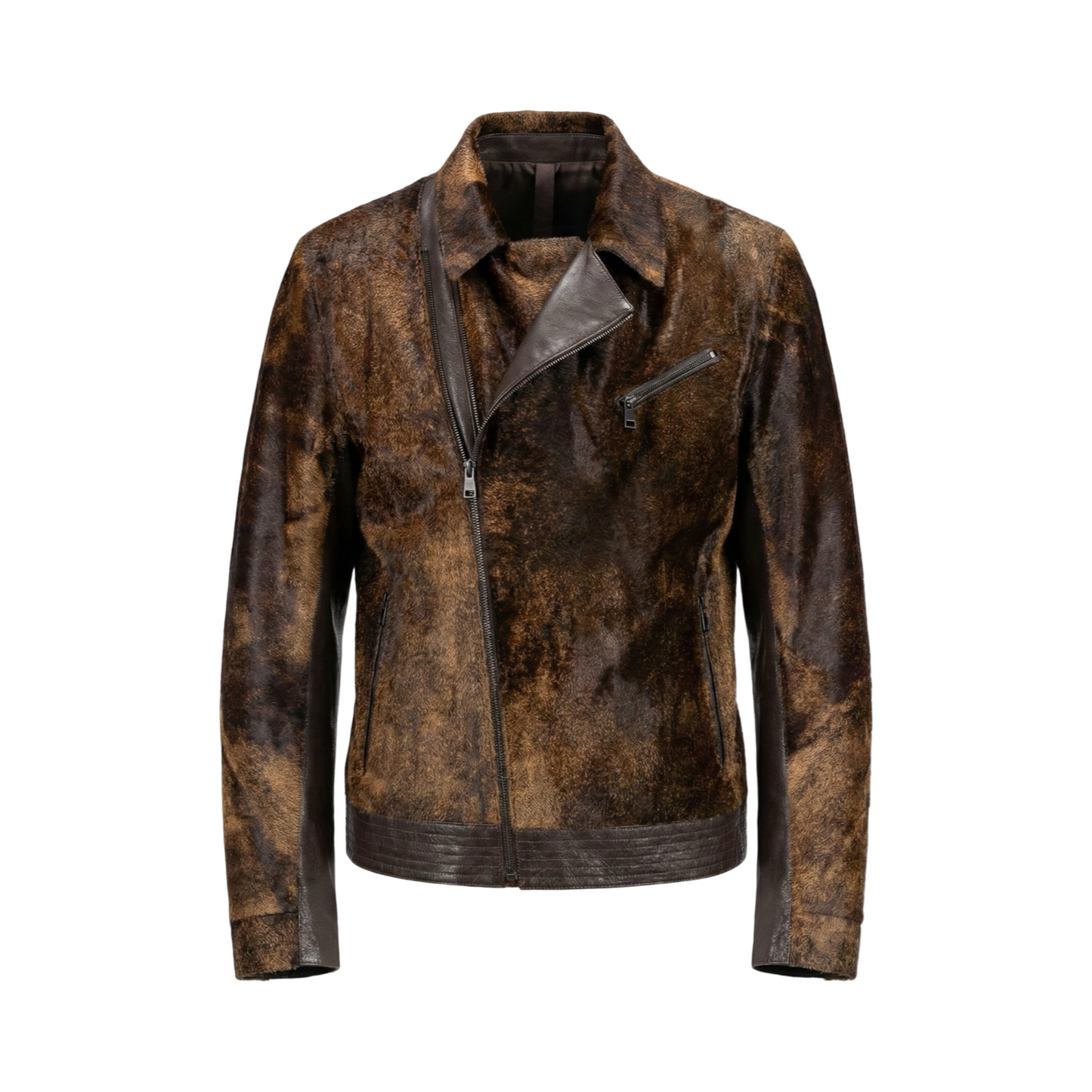Barya NewYork Chocolate Brown Pony Hair Biker Jacket