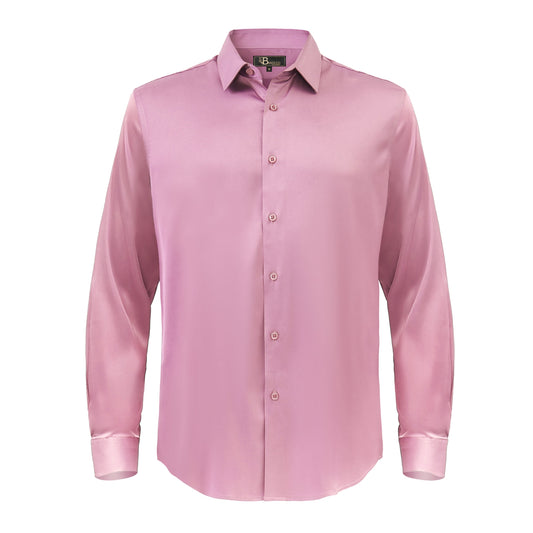 Barocco Luxe Satin Stretch Shirt DUSTY PINK - Dudes Boutique