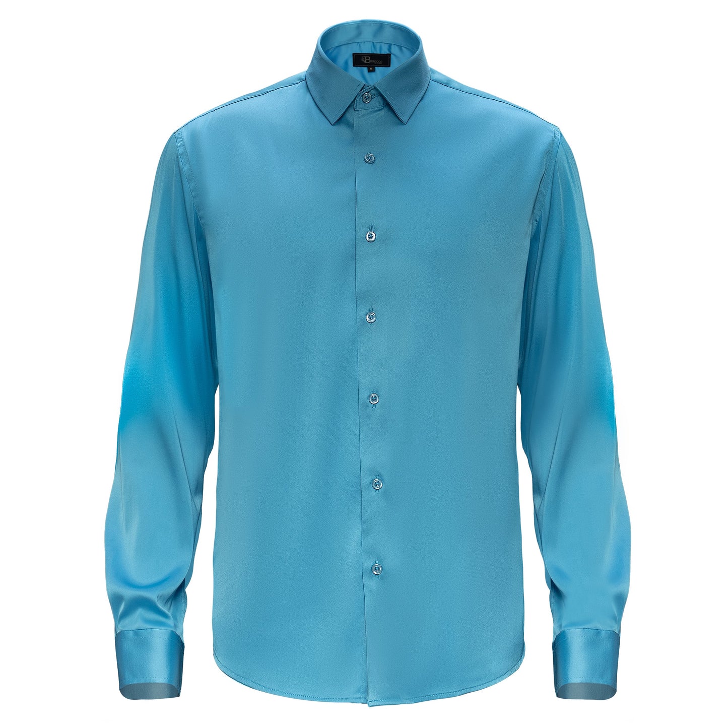 Barocco Luxe Satin Stretch Shirt AQUA - Dudes Boutique