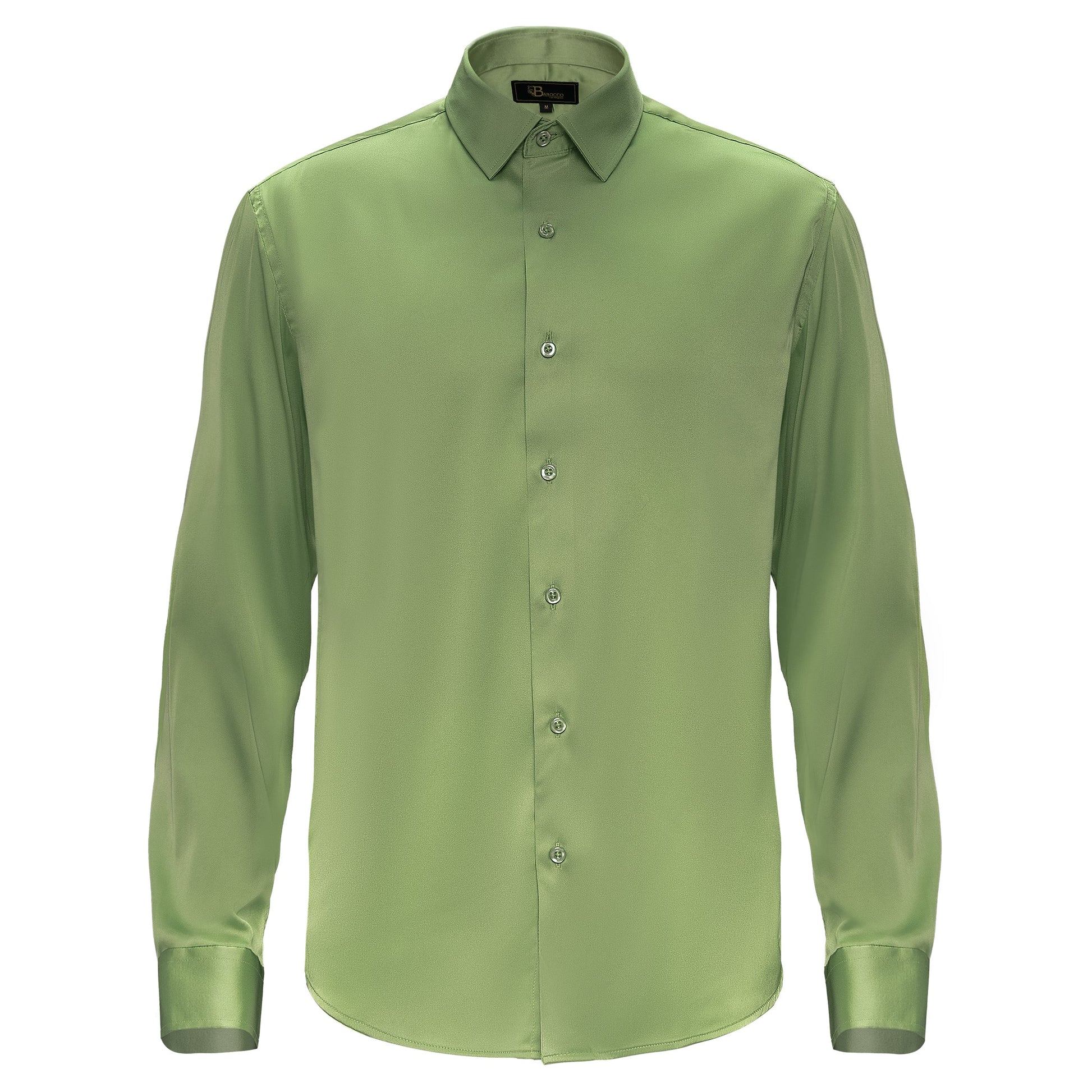 Barocco Luxe Satin Stretch Shirt FERN - Dudes Boutique