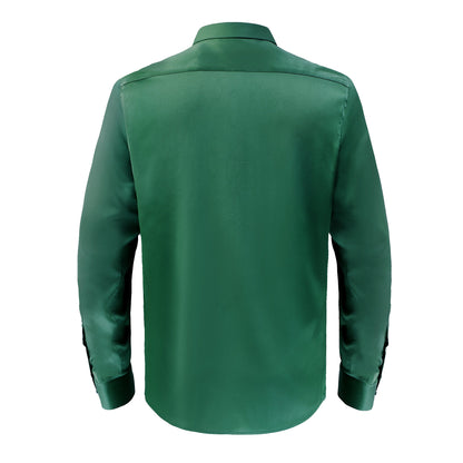 Barocco Luxe Satin Stretch Shirt GREEN - Dudes Boutique