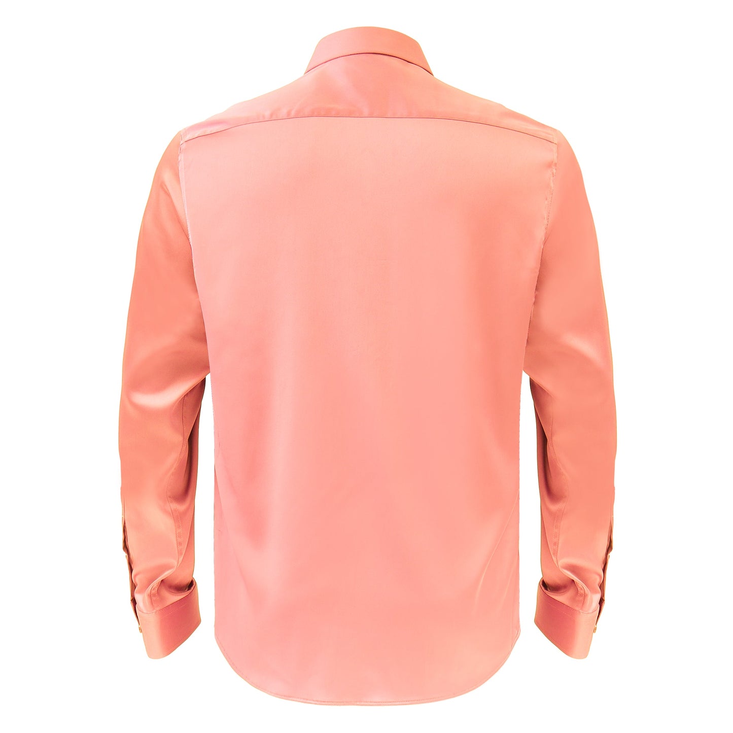 Barocco Luxe Satin Stretch Shirt PEACH - Dudes Boutique