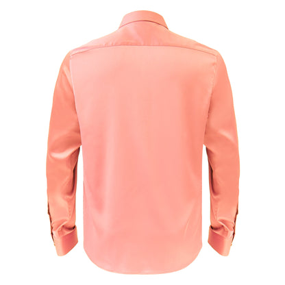 Barocco Luxe Satin Stretch Shirt PEACH - Dudes Boutique