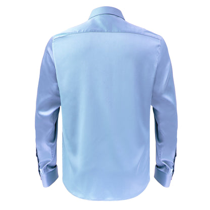 Barocco Luxe Satin Stretch Shirt SKY BLUE - Dudes Boutique