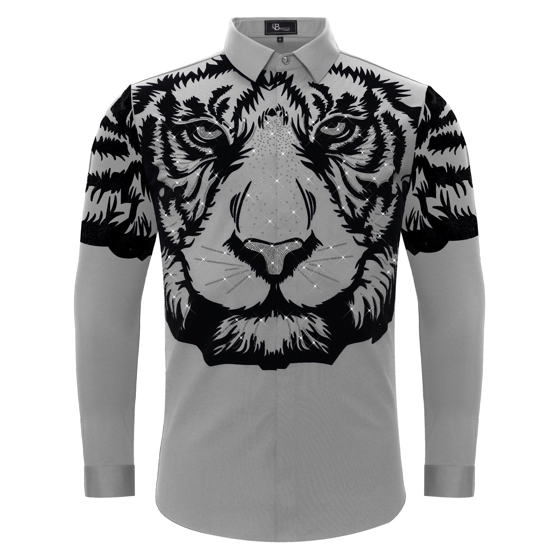 Tiger's Wrath Button-Up Shirt SILVER/GUN - Dudes Boutique