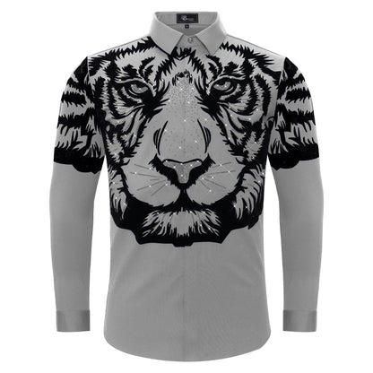 Tiger's Wrath Button-Up Shirt SILVER/GUN - Dudes Boutique