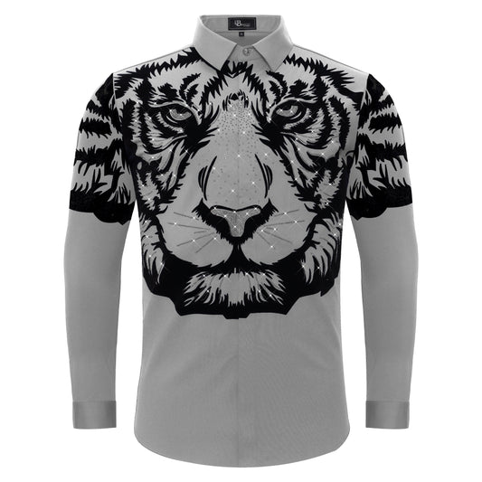 Tiger's Wrath Button-Up Shirt SILVER/GUN - Dudes Boutique